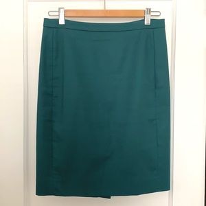J. Crew Teal Cotton Pencil Skirt - 4P